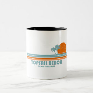 Tasse 2 Couleurs Topsail Beach Caroline du Nord Sun Palm Trees
