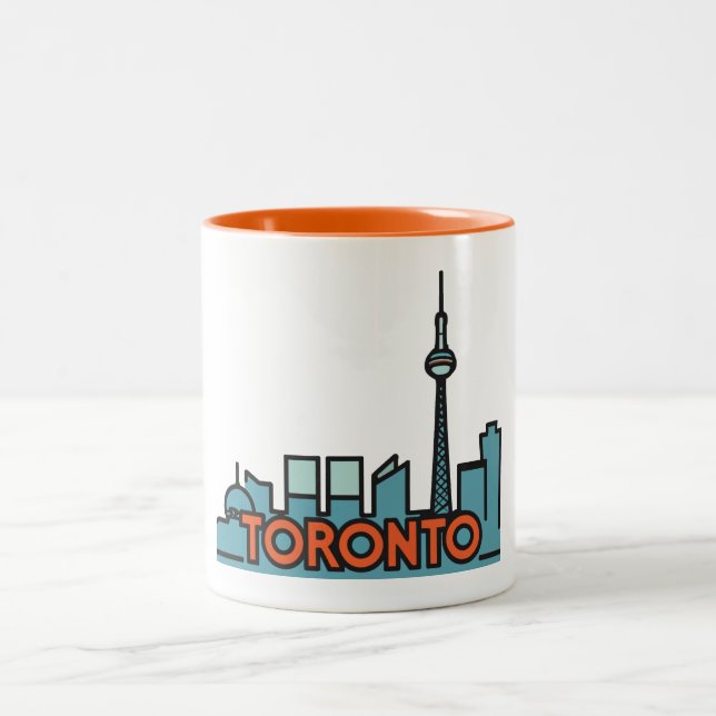 Tasse 2 Couleurs Toronto Canada Skyline (Centre)