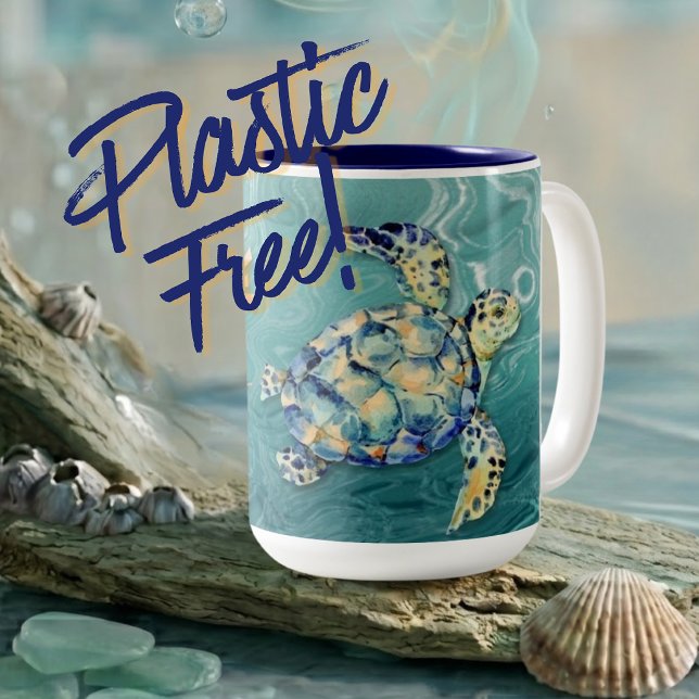 Tasse 2 Couleurs Tortue de mer sans plastique (Créateur téléchargé)