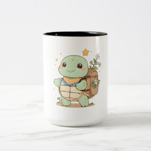 Tasse 2 Couleurs Tortue de voyage aventureuse mignonne design Kawai