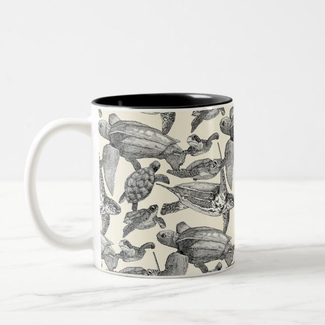 Tasse 2 Couleurs tortues de mer perle noire (Gauche)