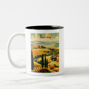 Tasse 2 Couleurs Toscane Campagne Vintage Texte Personnalisé