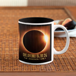 Tasse 2 Couleurs Total Solaire Eclipse Oklahoma 2024 Personnalisé