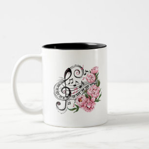 Tasse 2 Couleurs Touches et fleurs de piano