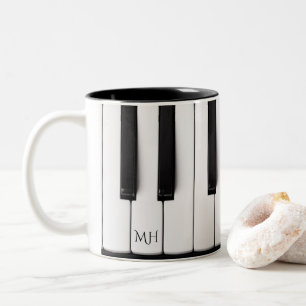 Tasse 2 Couleurs Touches monogrammes personnalisées Piano Keys