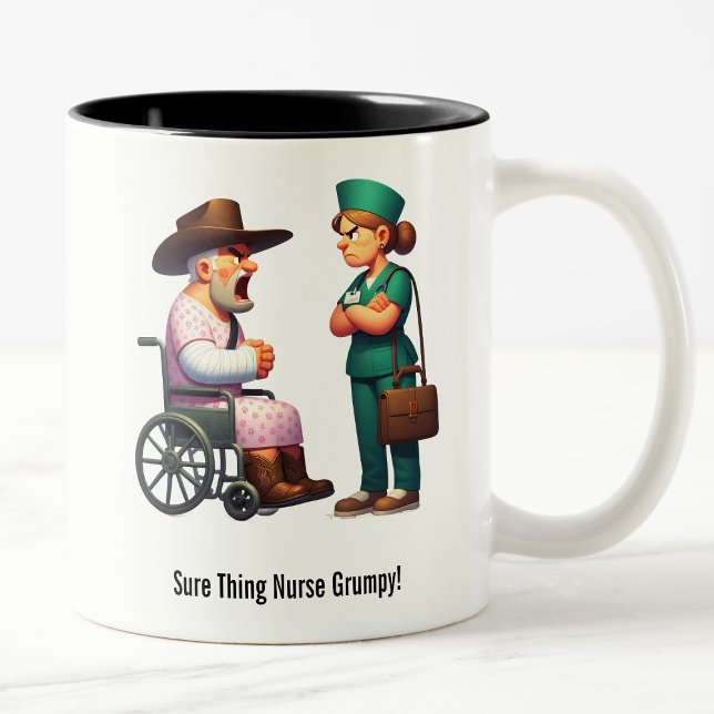 Tasse 2 Couleurs Tough Texas Rancher and Angry Nurse Shodown (Créateur téléchargé)