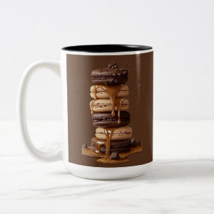 Tasse 2 Couleurs Tour de macarons au chocolat et caramel délicieux