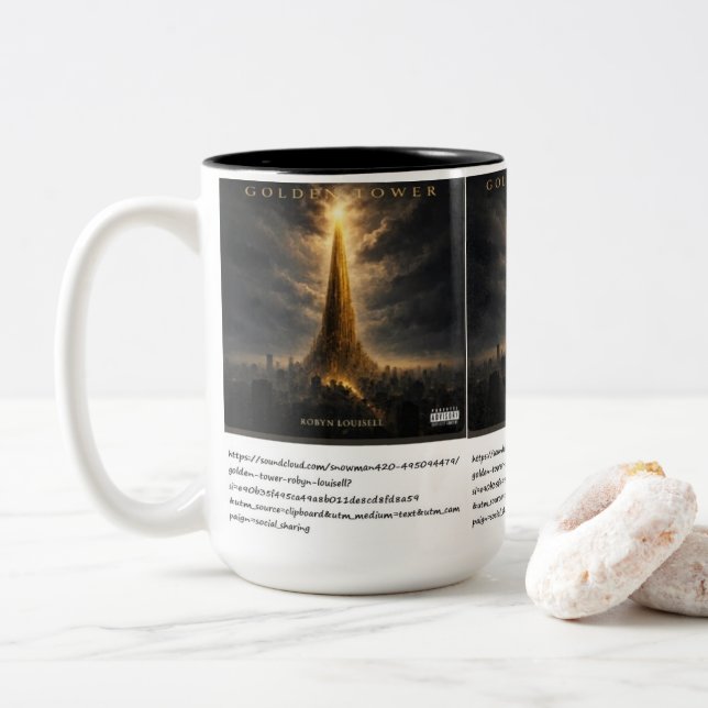 Tasse 2 Couleurs Tour dorée  (Avec donut)