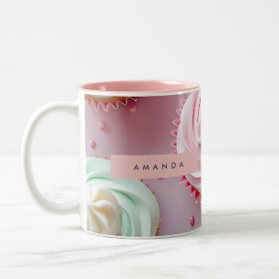 Tasse 2 Couleurs Tourbillon de Cupcake Pastel Personnalisé