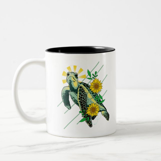 Tasse 2 Couleurs Tournesol de la Tortue de mer Divine (Gauche)