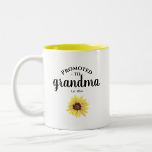 Tasse 2 Couleurs Tournesol peint personnalisé promu à grand-mère