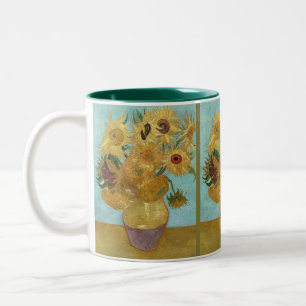Tasse 2 Couleurs Tournesols de Van Gogh - Impressionnisme Bleu & Ja