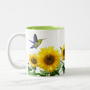 Tasse 2 Couleurs Tournesols jaunes et colibris