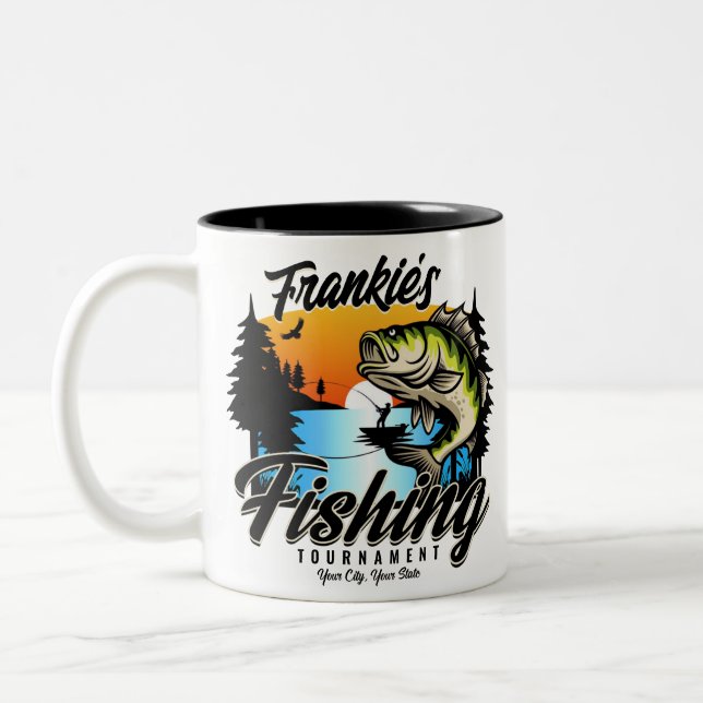Tasse 2 Couleurs Tournoi de pêche personnalisé Poisson Pêcheur à la (Gauche)