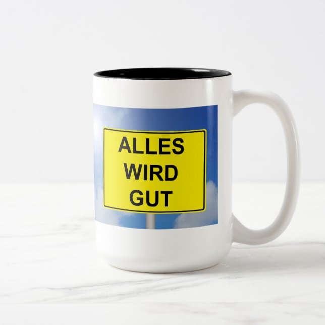 Tasse 2 Couleurs Tout devient Bien Bouclier avec fond de ciel (Droit)
