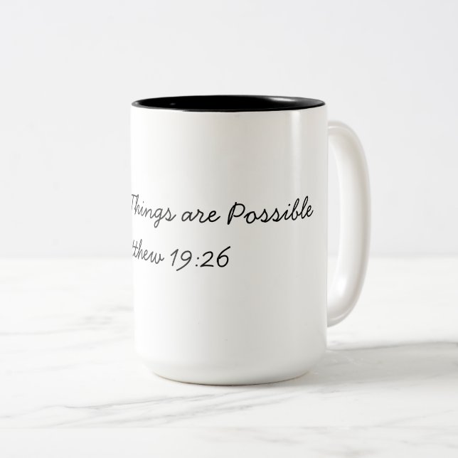 Tasse 2 Couleurs Tout est Possible avec Dieu (Devant droit)