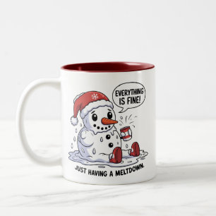 Tasse 2 Couleurs Tout Va Bien En Pleine Fonte Bonhomme de Neige