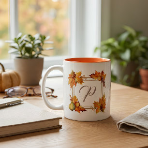 Tasse 2 Couleurs Toutes Les Lettres Modernes Boho Feuilles D'automn