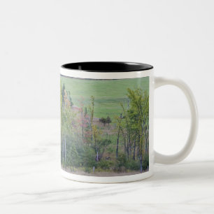 Tasse 2 Couleurs Tracteur avec balle de foin dans un champ vert ave