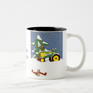 Tasse 2 Couleurs Tracteur pour Noël