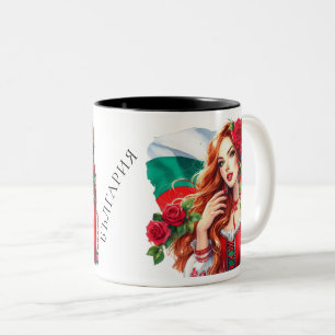 Tasse 2 Couleurs Tradition du drapeau bulgare Folklore Femme Roses