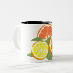 Tasse 2 Couleurs Tranches de Citron Orange Frais
