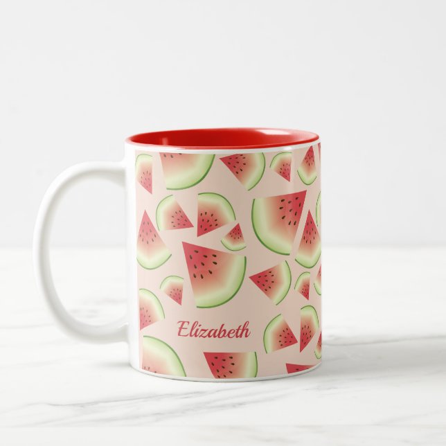 Tasse 2 Couleurs Tranches de pastèque avec motif et nom personnalis (Gauche)