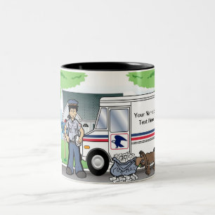 Tasse 2 Couleurs Travailleur Postal Personnalisé - Dessin Homme