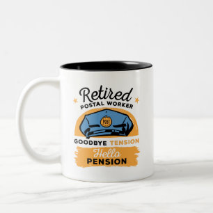 Tasse 2 Couleurs Travailleur Postal Retraite Au Revoir Tension Bonj