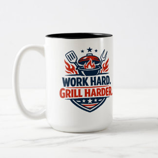 Tasse 2 Couleurs Travaillez Dur Grill Plus Patriotique BBQ