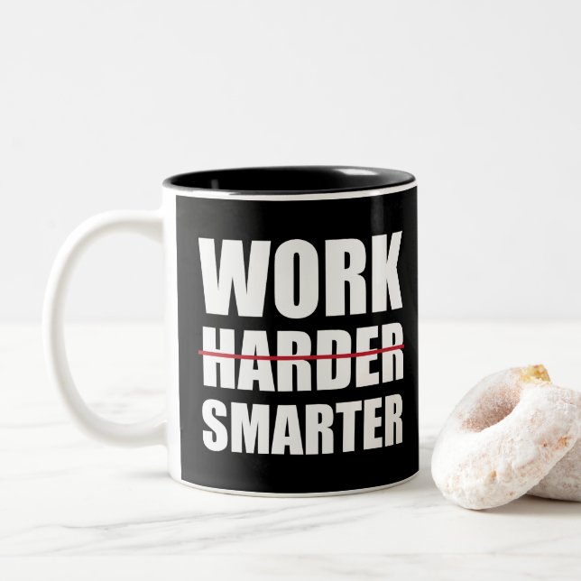 Tasse 2 Couleurs Travaillez Intelligemment Pas Dur Motivation (Avec donut)