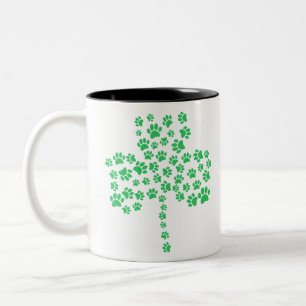 Tasse 2 Couleurs Trèfle d'empreinte de patte de chien