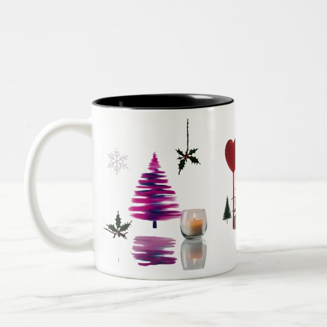 Tasse 2 Couleurs Trendy Abstract Brush Stroke Christmas Tree  (Gauche)