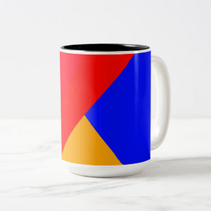 Tasse 2 Couleurs Triangle géométrique abstrait rouge bleu jaune