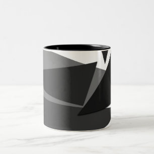 Tasse 2 Couleurs Triangles géométriques noires, grises, et blanches