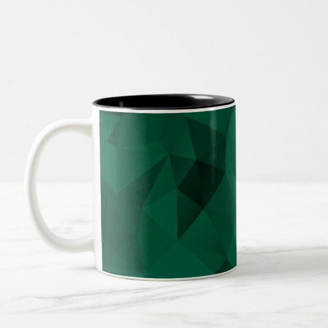 Tasse 2 Couleurs Triangles polygonaux géométriques imprimés verts (Gauche)