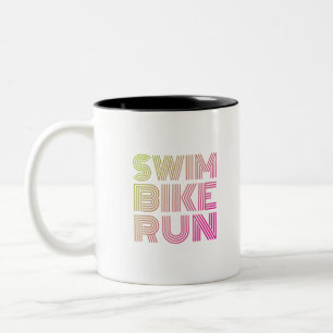 Tasse 2 Couleurs Triathlon course à vélo nage