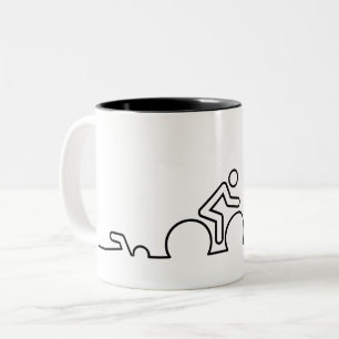 Tasse 2 Couleurs Triathlon. Natation, cyclisme et course.