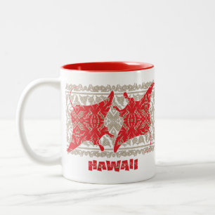 Tasse 2 Couleurs Tribal-Manta-Ray-Rouge