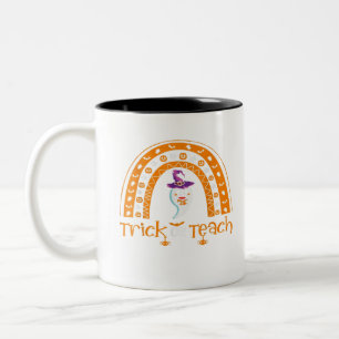 Tasse 2 Couleurs Trick Or Teach Halloween Teacher Rainbow Ghost