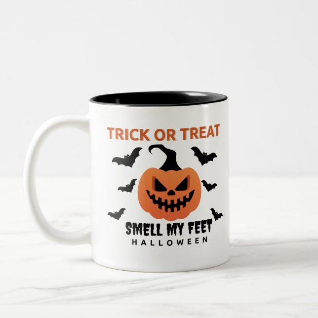 Tasse 2 Couleurs Trick ou traiter Halloween Citrouille Funny (Gauche)