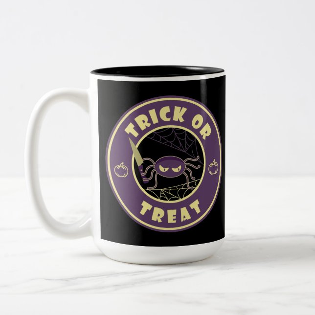 Tasse 2 Couleurs Trick ou traiter l'araignée halloween style Starbu (Gauche)