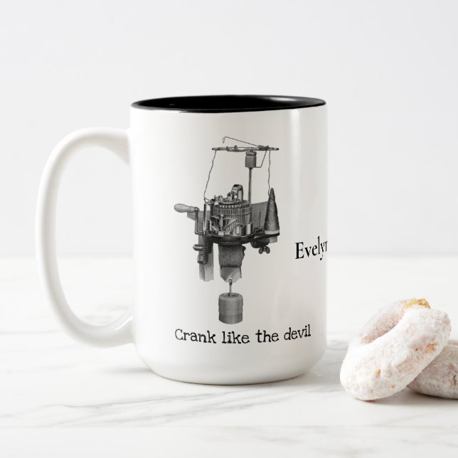 Tasse 2 Couleurs Tricot à bille circulaire d'antiquité (Avec donut)