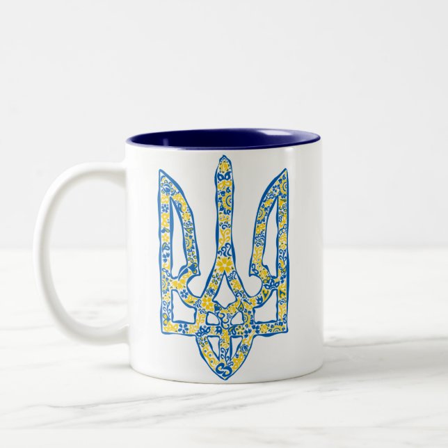 Tasse 2 Couleurs trident de l'emblème national ukrainien tryzub eth (Gauche)