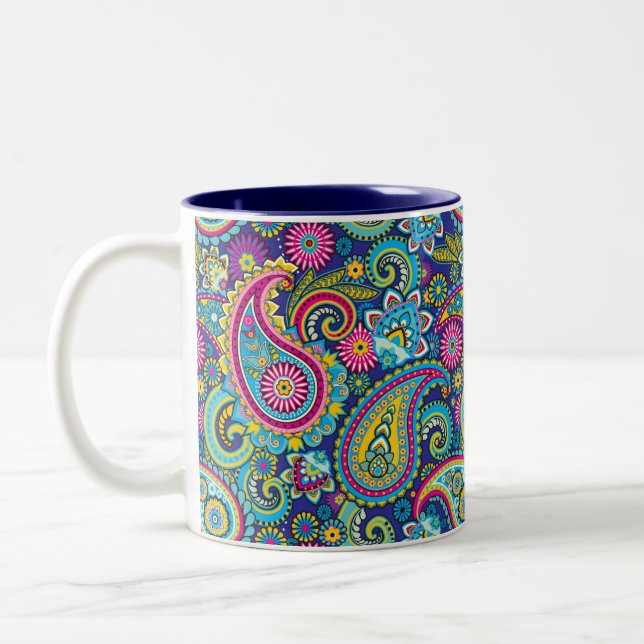 Tasse 2 Couleurs Trippy Hippy Retro Paisley (Gauche)