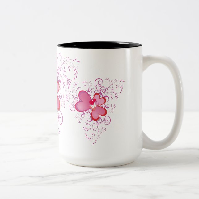 Tasse 2 Couleurs Trois coeurs (Droit)