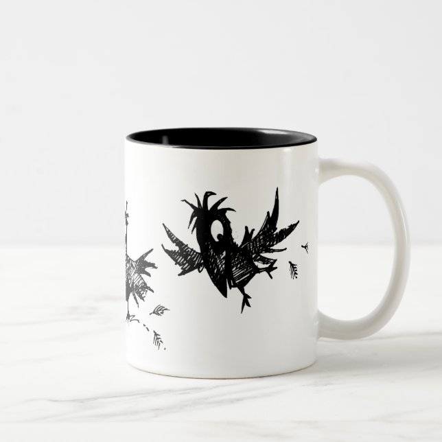 Tasse 2 Couleurs Trois corneilles noires drôles (Droit)