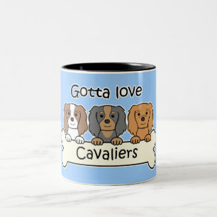 Tasse 2 Couleurs Trois épagneuls cavaliers du Roi Charles