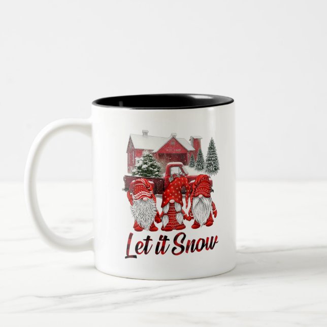 Tasse 2 Couleurs Trois Gnomes En Rouge Laisser Il Neige Gnome Noël (Gauche)