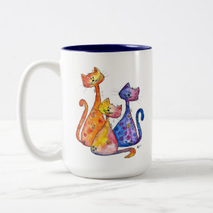 Tasse 2 Couleurs Trois mignons chats Whimsical